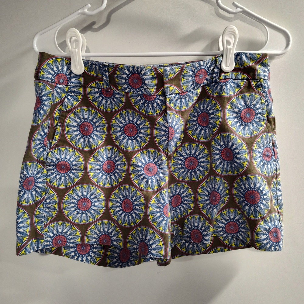Banana Republic Hampton Fit Shorts Size 6 Blue Yellow Floral Medallion Geometric